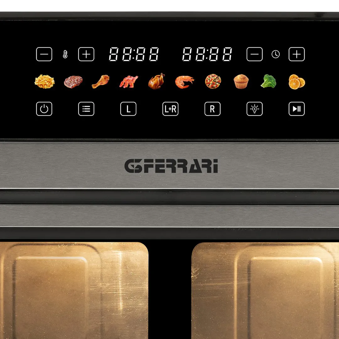 G3 Ferrari G10223 gruzdintuvė Dvigubas 12 L Autonominės 2200 W Karšto oro gruzdintuvė Juoda, Nerūdijančiojo plieno