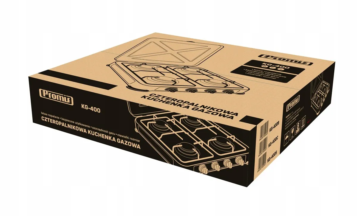 Promis KG400C viryklė Juoda, Balta Stalviršis Dujinė 4 zone(s)