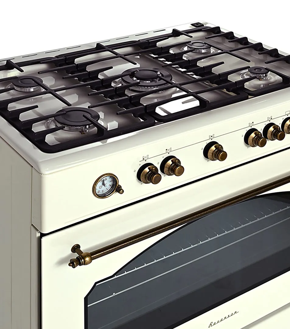 Ravanson Retro KWGE–90ARC dujinė ir elektrinė viryklė (kreminė)