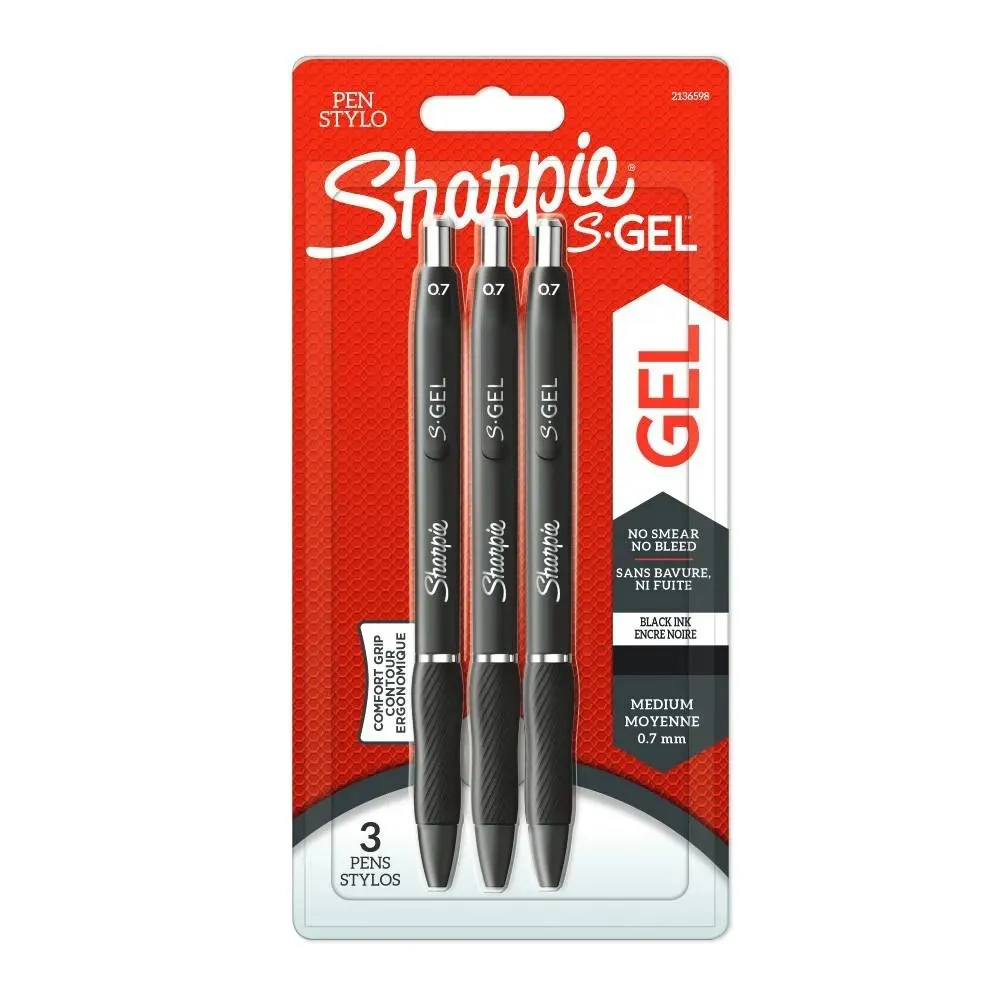 Sharpie S Gel juodas tušinukas - 3 vnt.