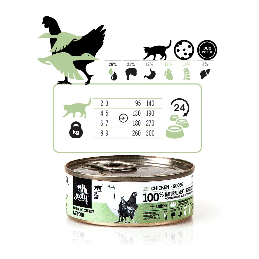3COTY Chicken with goose - šlapias kačių maistas - 80g