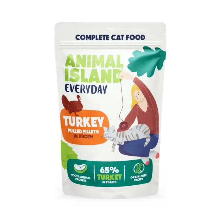 ANIMAL ISLAND Everyday Beef, chicken, turkey and white fish fillets in broth - šlapias kačių maistas - 40 x 85g
