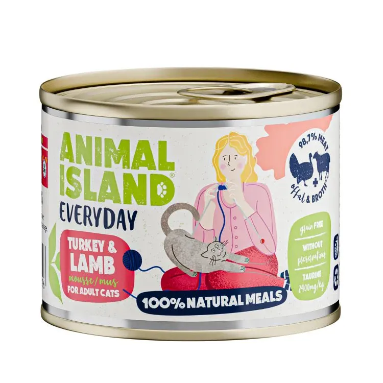 ANIMAL ISLAND Everyday Turkey and lamb - šlapias kačių maistas - 200g