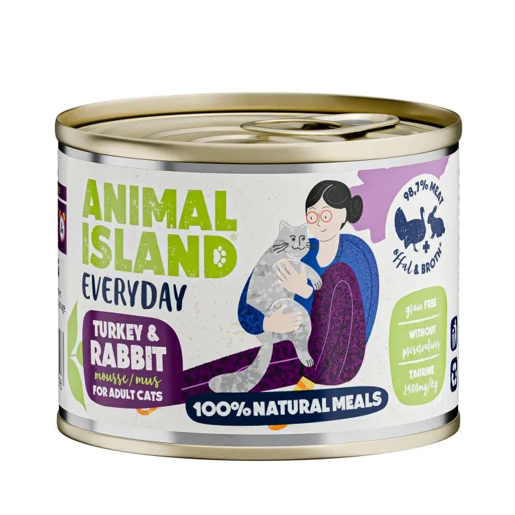 ANIMAL ISLAND Everyday Turkey and rabbit - šlapias kačių maistas - 200g