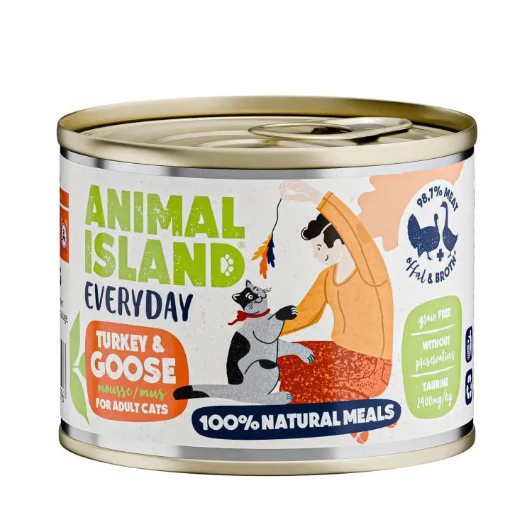 ANIMAL ISLAND Everyday Turkey and goose - šlapias kačių maistas - 200g