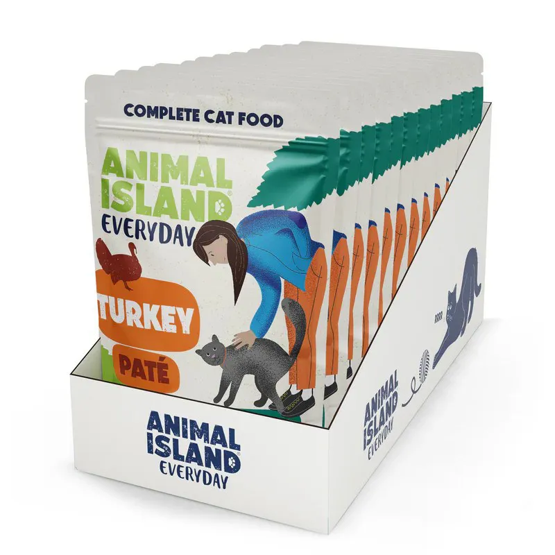 ANIMAL ISLAND Pate Turkey - šlapias kačių maistas - 12x100g