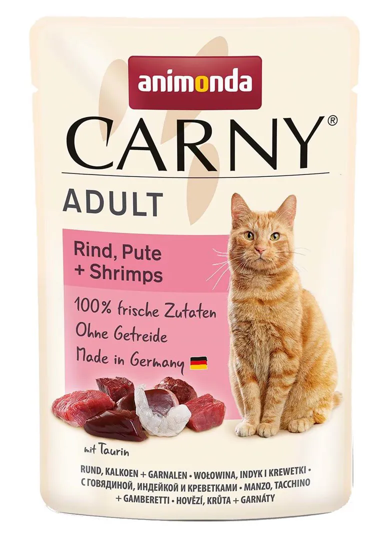ANIMONDA Carny Adult Beef, turkey and shrimps - šlapias kačių maistas - 85g