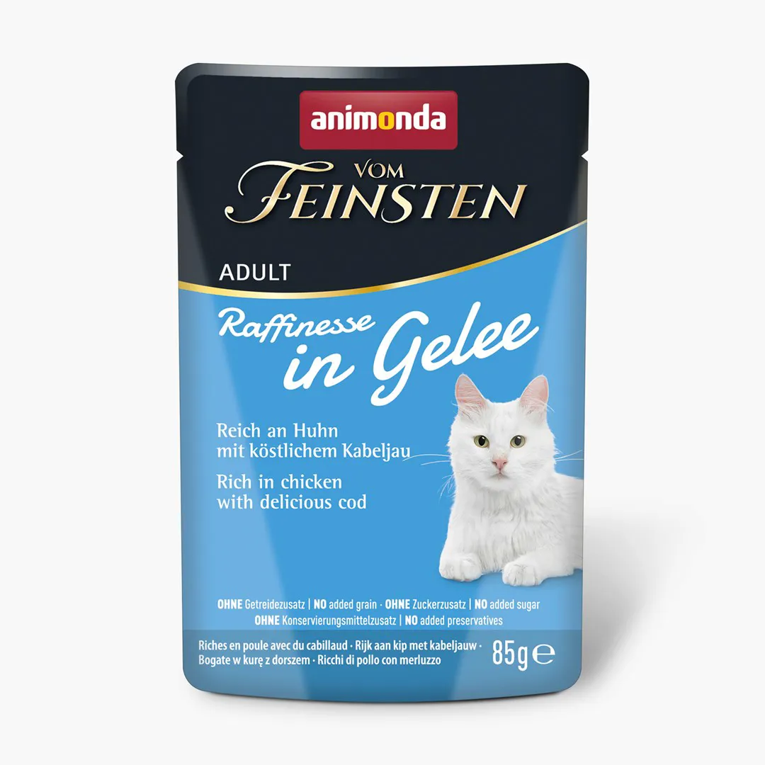ANIMONDA Vom Feinsten Adult Raffinesse želė su vištiena ir menke - šlapias kačių maistas - 85 g
