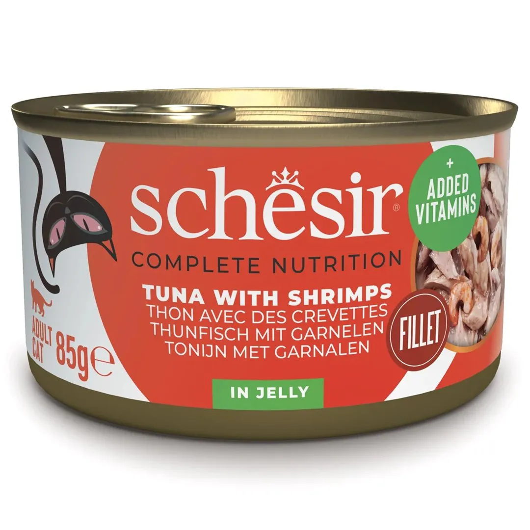 SCHESIR in jelly Tuna with shrimps - šlapias kačių maistas - 85 g