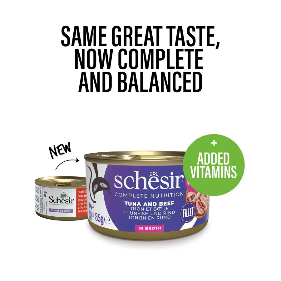 SCHESIR in cooking water Tuna with beef and rice - šlapias kačių maistas - 85 g