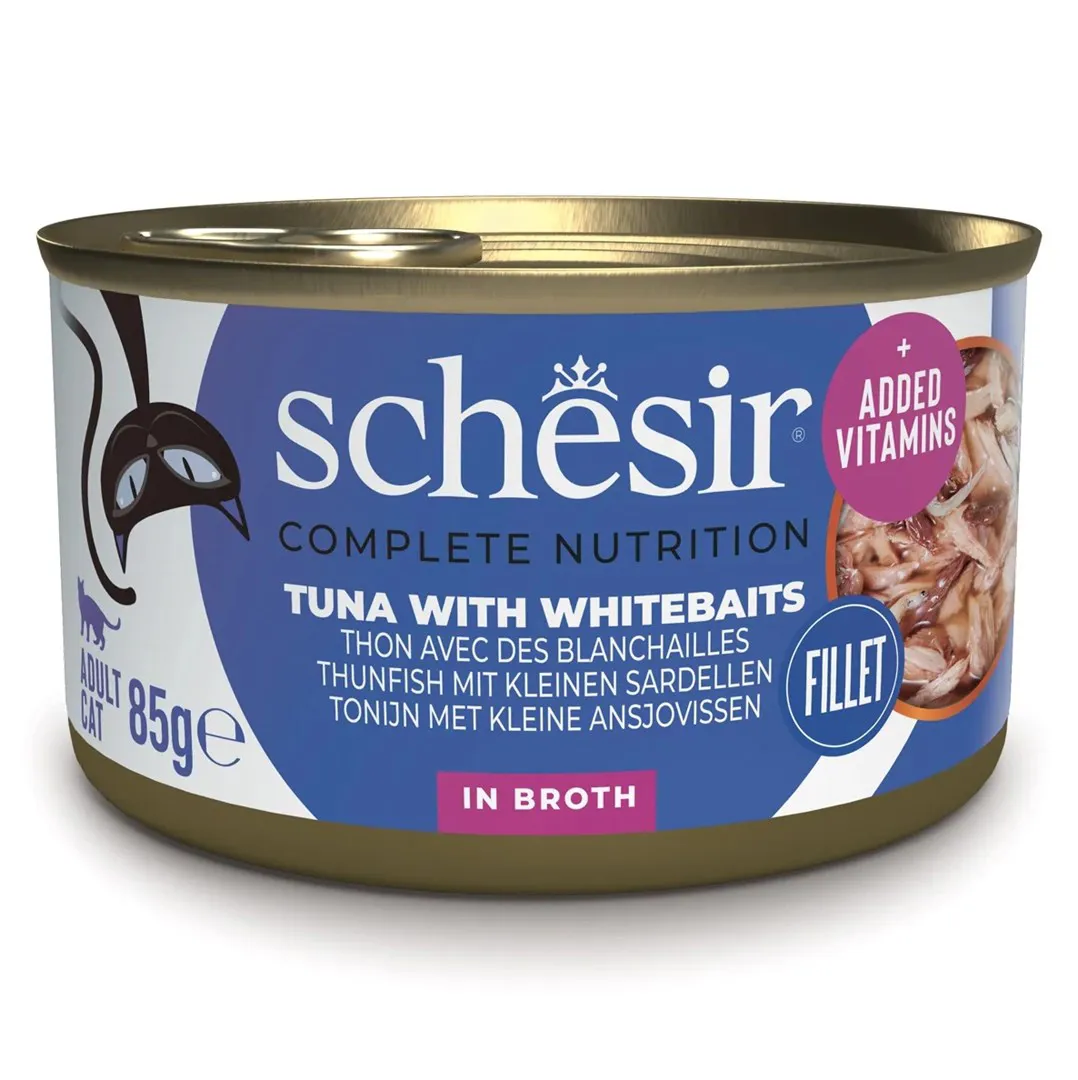SCHESIR in cooking water Tuna with whitebait - šlapias kačių maistas - 85 g