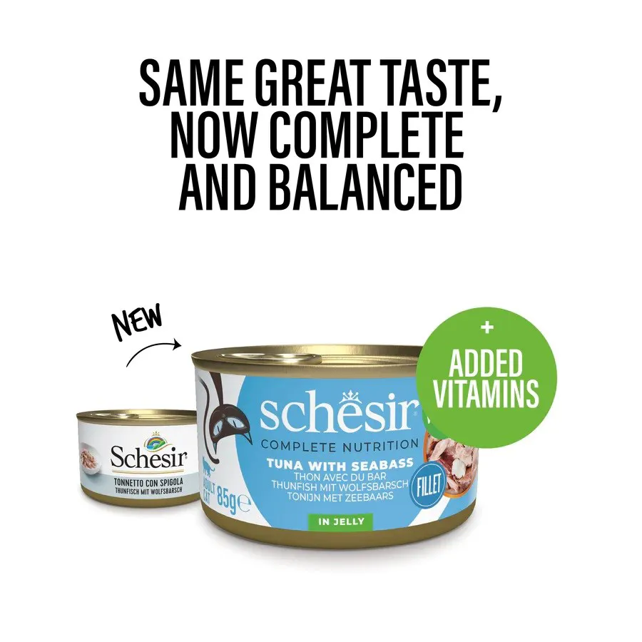 SCHESIR in jelly Tuna with sea bass - šlapias kačių maistas - 85 g