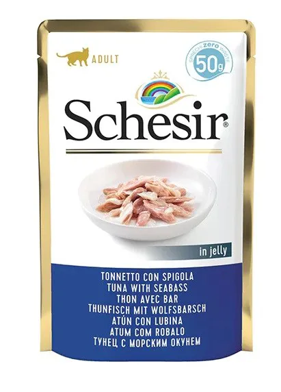 SCHESIR in jelly Tuna with seabass - šlapias kačių maistas - 50 g