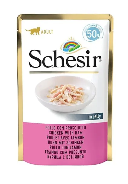 SCHESIR in jelly Chicken with ham - šlapias kačių maistas - 50 g