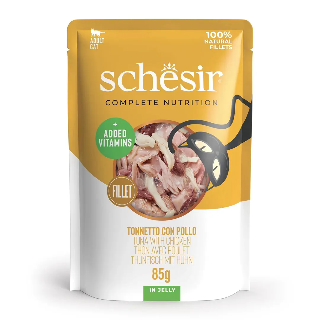 SCHESIR in jelly Tuna with chicken - šlapias kačių maistas - 85 g