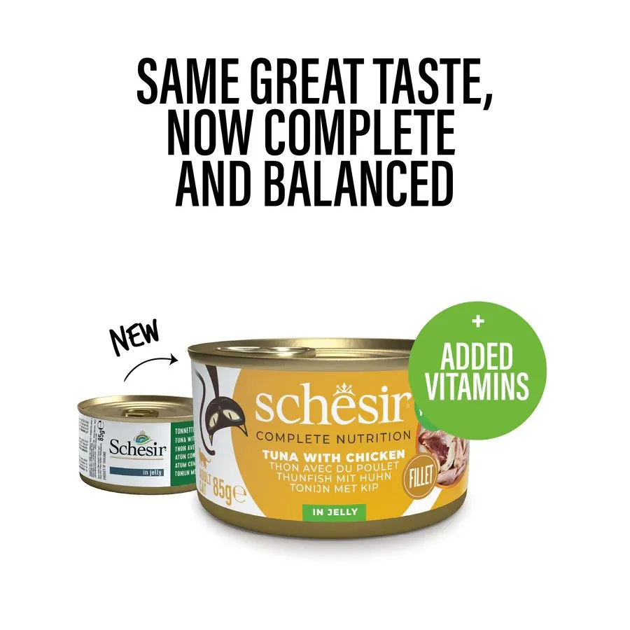 SCHESIR Tuna with chicken in jelly - šlapias kačių maistas - 85g