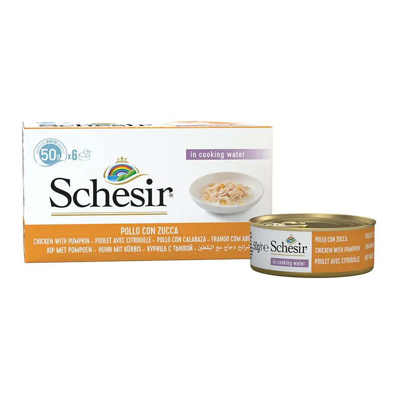 SCHESIR Vištienos filė su moliūgu sultinyje - šlapias kačių maistas - 6x50g