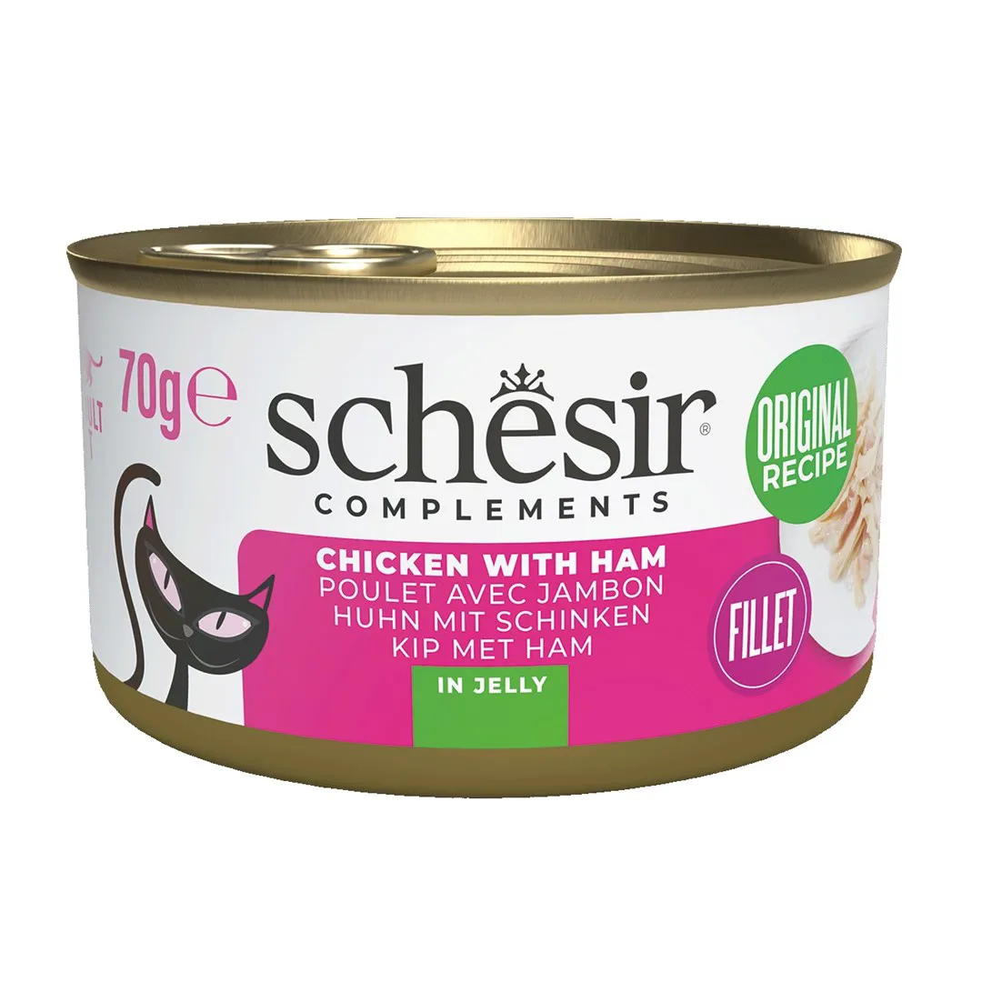 SCHESIR Chicken with ham in jelly - šlapias kačių maistas - 70g