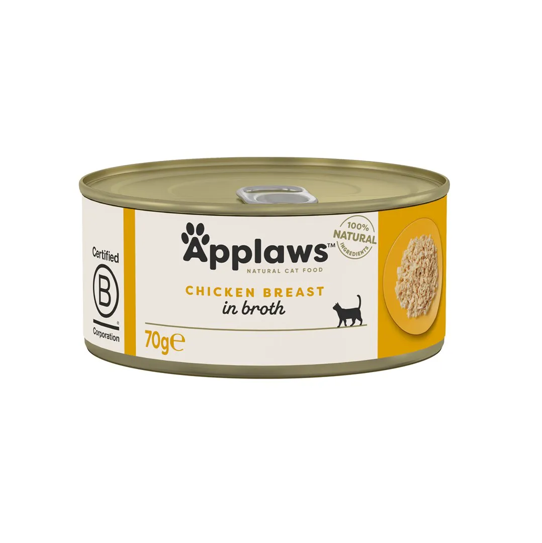 APPLAWS Chicken breast in broth - šlapias kačių maistas - 70g