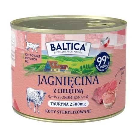 BALTICA Smaki regionów Lamb with veal - šlapias kačių maistas - 185g