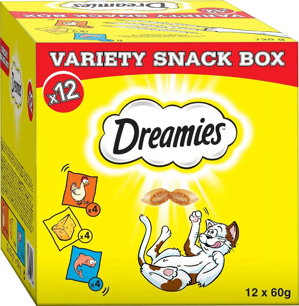DREAMIES Variety Snack Box - skanėstas katėms - 12x60 g