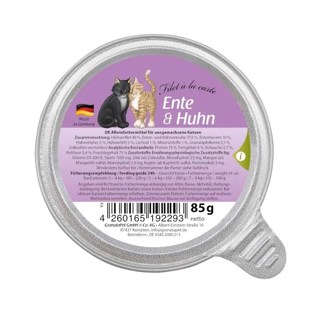 GRANATAPET Filet á la carte Duck with chicken - šlapias kačių maistas - 85g