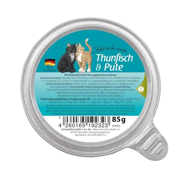 GRANATAPET Filet á la carte Tun with turkey - šlapias kačių maistas - 85g