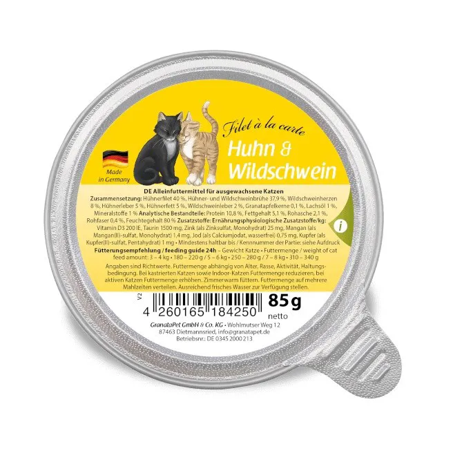 GRANATAPET Filet á la carte Chicken with wild boar - šlapias kačių maistas - 85g