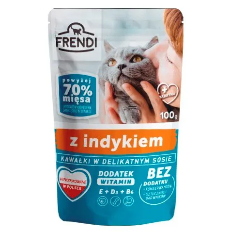 FRENDI Gabaliukai kalakutienos padaže - drėgno kačių ėdalo - 100 g