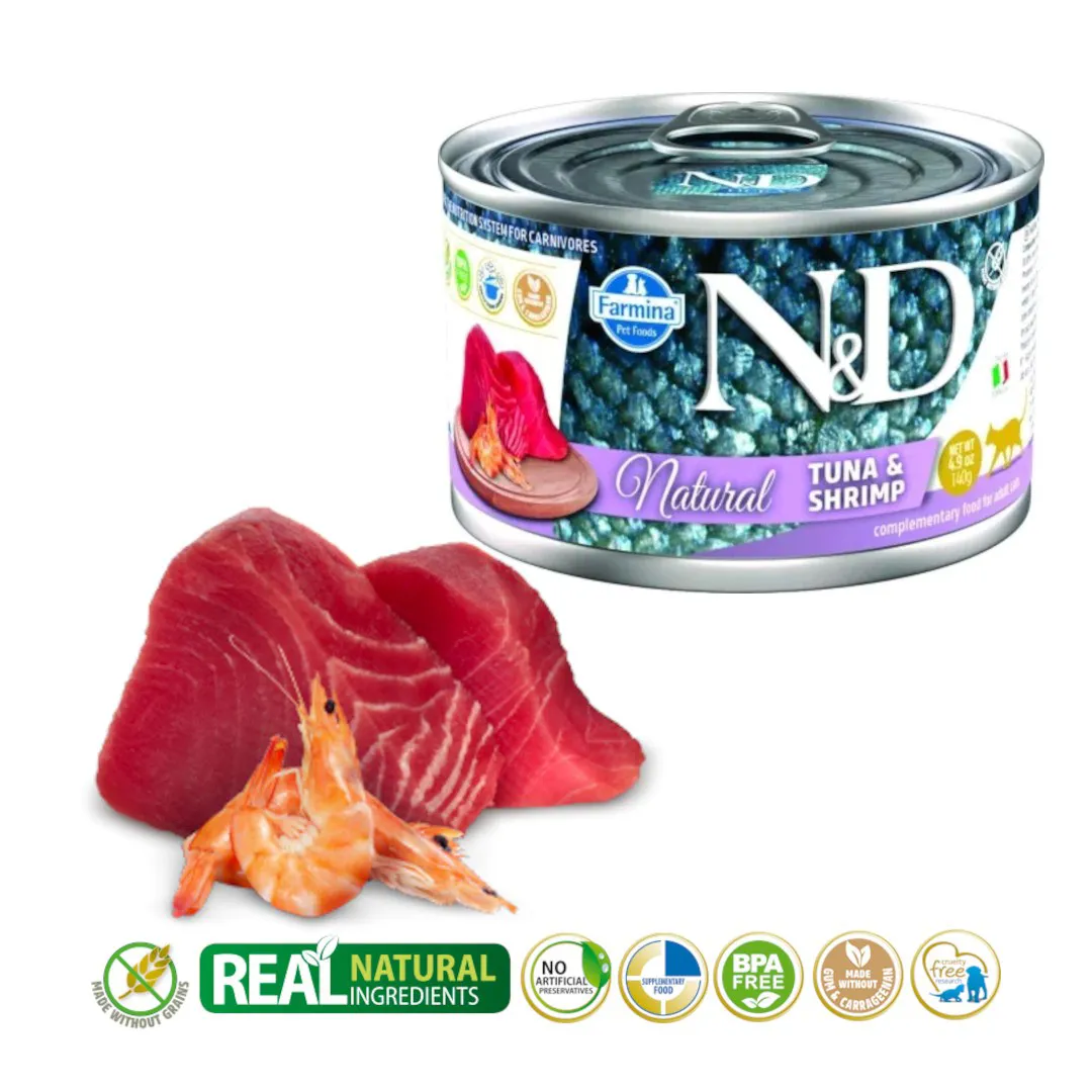 FARMINA N&D Cat Natural Tuna&Shrimp - drėgnas kačių ėdalas - 140 g