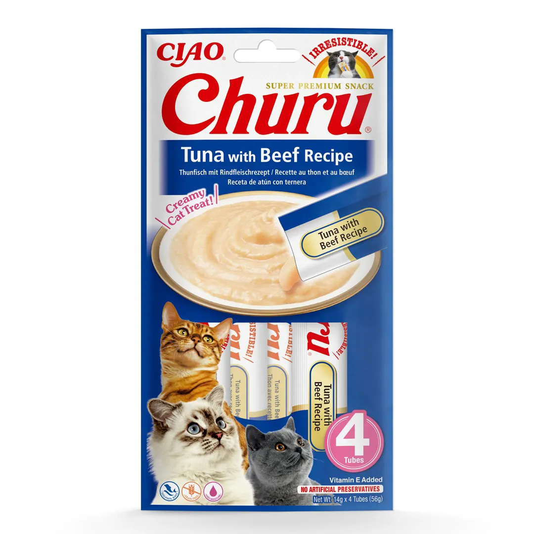 INABA Churu Tuna with Beef Recipe - skanėstas katėms - 4x14 g