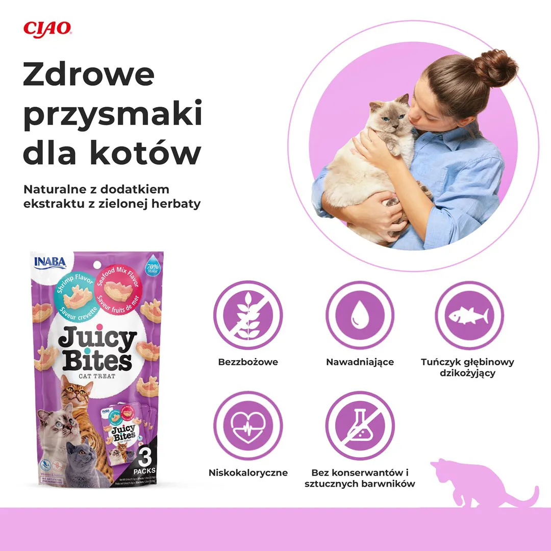 INABA Juicy Bites Shrimp and Seafood - skanėstas katėms - 3x11,3 g