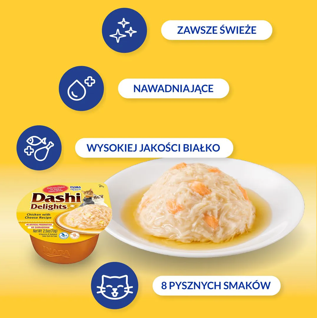 INABA Dashi Delights Chicken with cheese in broth - skanėstas katėms - 70g