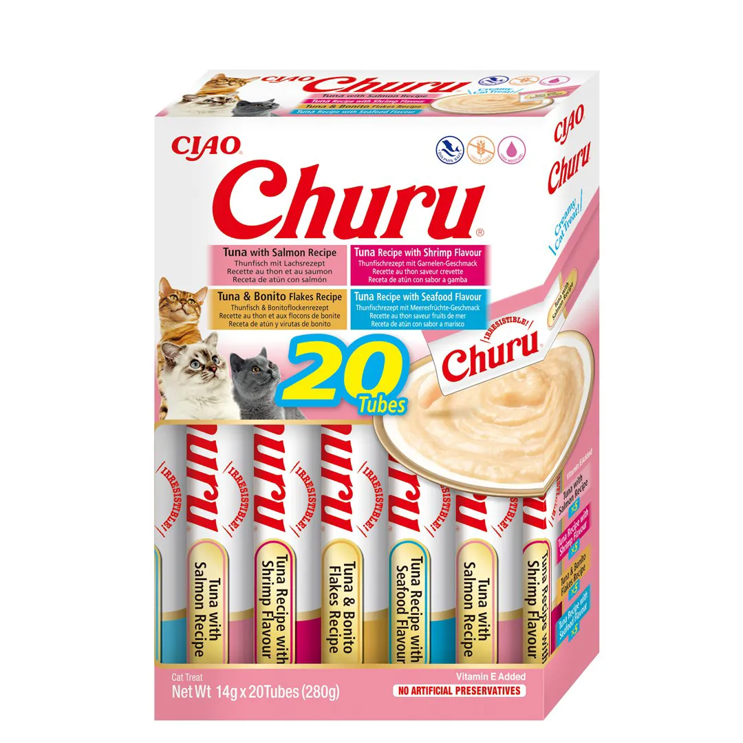 INABA Churu Variety box Seafood - skanėstas katėms - 20 x 14g