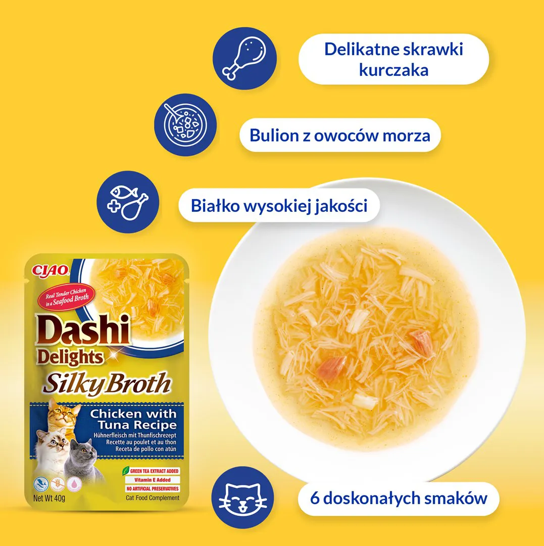 INABA CAT Dashi Delights Šilkinis sultinys Vištiena su lašiša - skanėstas katėms - 40g