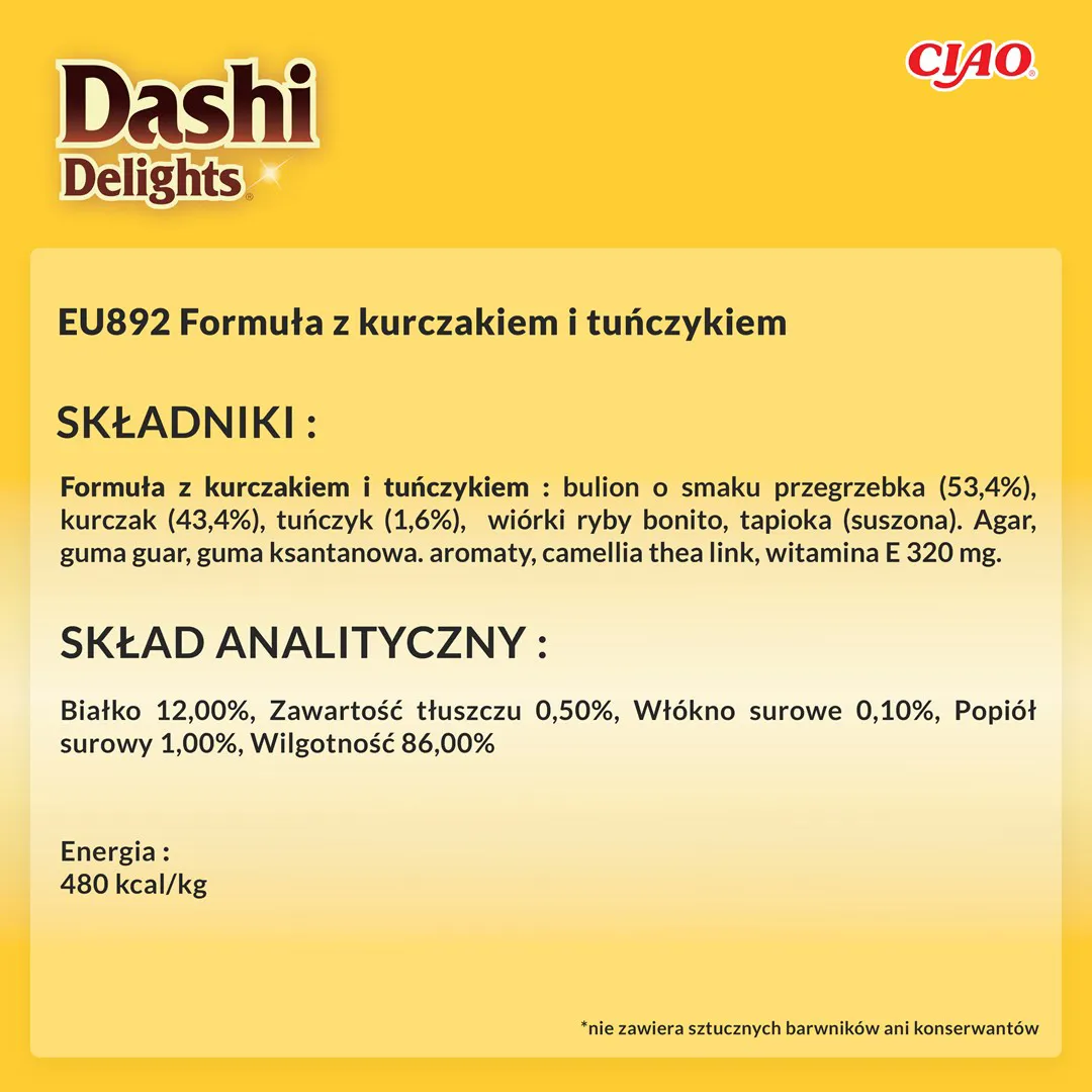 INABA CAT Dashi Delights Švelnūs Dribsniai Vištiena su Tunu - skanėstas katėms - 40g
