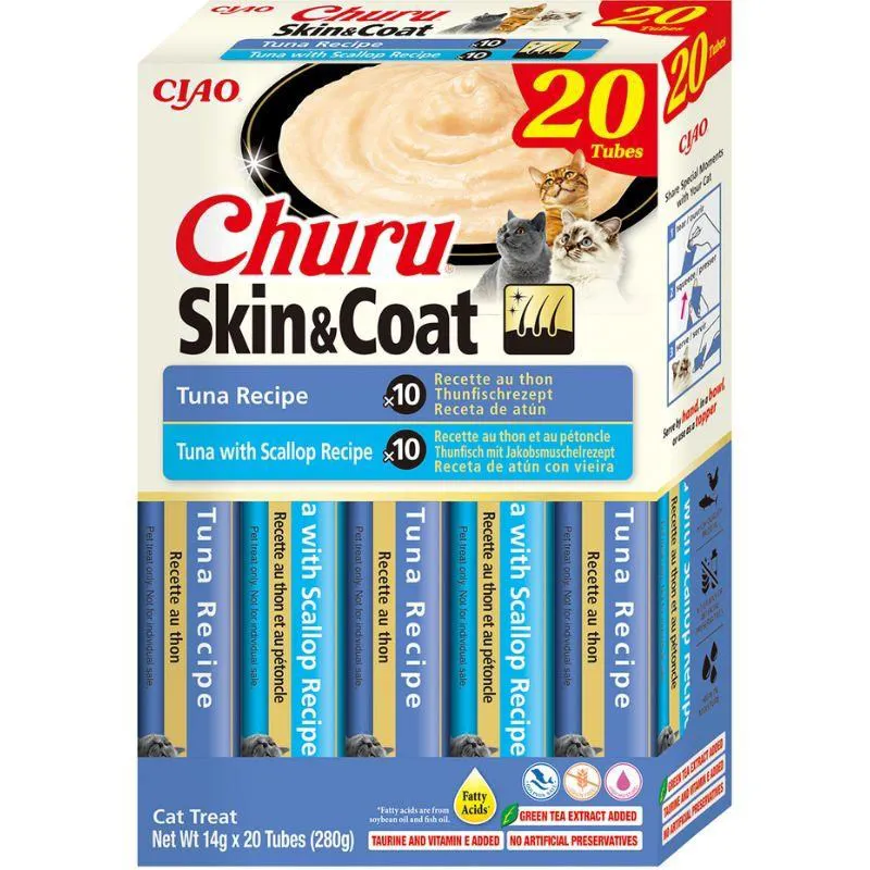 INABA Churu Skin&Coat Tuna recipe - skanėstas katėms - 20x14g