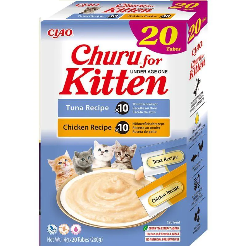 INABA Kitten Chicken and tuna - skanėstas katėms - 20x14g