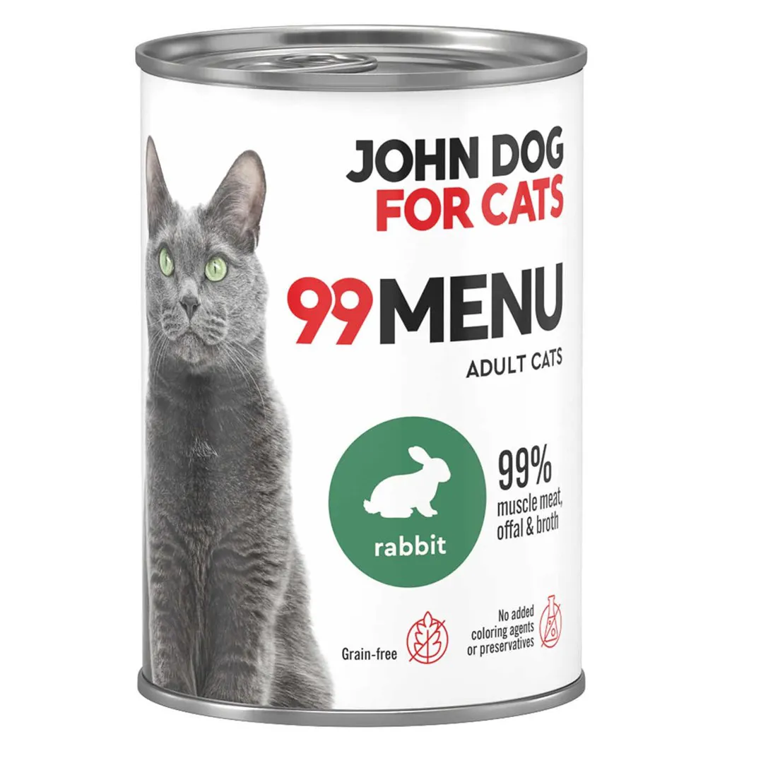 JOHN DOG 99 Menu Rabbit - šlapias kačių maistas - 400g