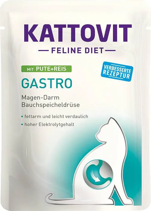 KATTOVIT Feline Diet Gastro Turkey with rice - šlapias kačių maistas - 85g