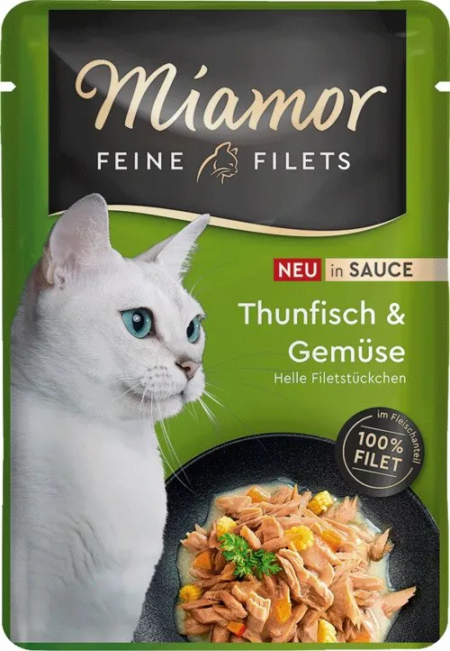 MIAMOR Fine Filets Tuna with vegetables in sauce - šlapias kačių maistas - 100g