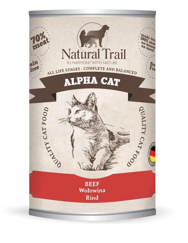 NATURAL TRAIL Alpha Cat Beef - šlapias kačių maistas - 400g