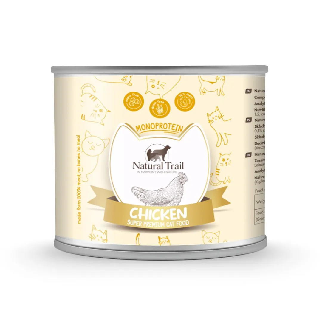 NATURAL TRAIL Cat Monoprotein Chicken - šlapias kačių maistas - 185g