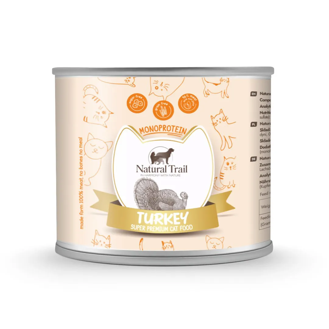 NATURAL TRAIL Cat Monoprotein Turkey - šlapias kačių maistas - 185g