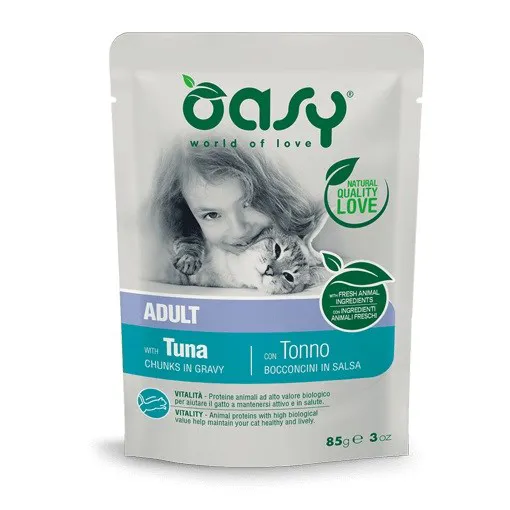 OASY Chunks in gravy Tuna - šlapias kačių maistas - 85g