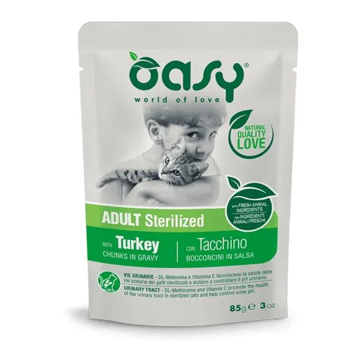 OASY Chunks in gravy Sterilized Turkey - šlapias kačių maistas - 85g