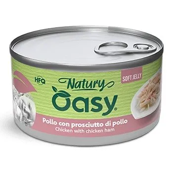 OASY Natury Soft jelly Chicken with chicken ham - šlapias kačių maistas - 150g
