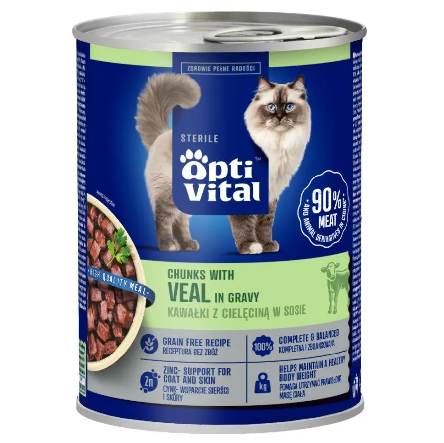 OPTIVITAL Sterile With veal in gravy - šlapias kačių maistas - 415g