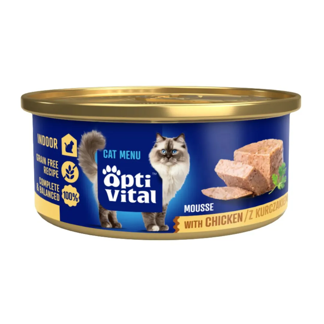 OPTIVITAL Mousse Chicken - šlapias kačių maistas - 85g