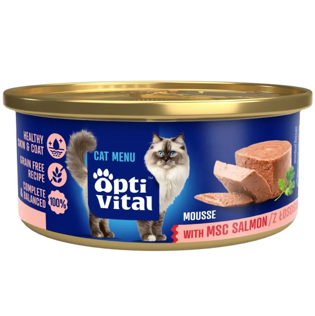 OPTIVITAL Mousse Salmon - šlapias kačių maistas - 85g